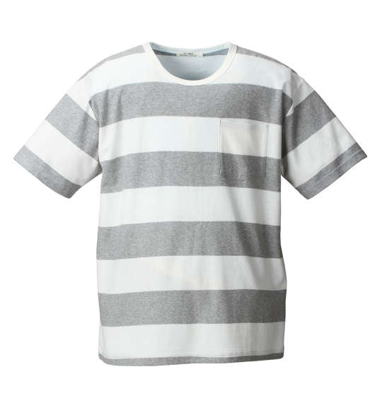 Timely Warning 梨地ボーダー半袖Tシャツ モクグレー