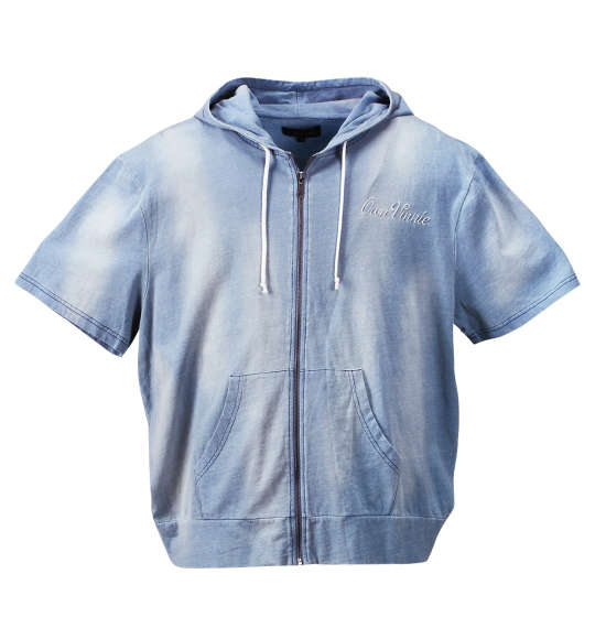 in the attic インディゴ天竺半袖フルジップパーカー サックス