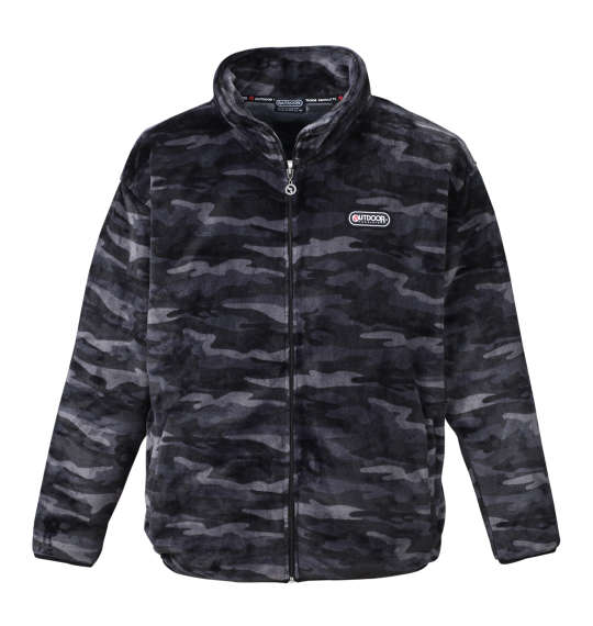 OUTDOOR PRODUCTS シルキーフリースフルジップジャケット グレー系カモフラ柄