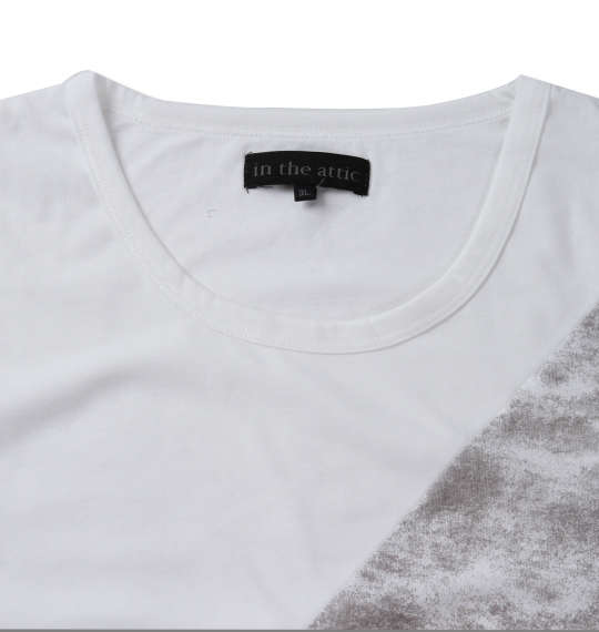 in the attic 斜め切替長袖Tシャツ ホワイト
