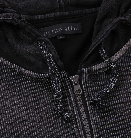 in the attic カットインディゴパッチワークフルジップパーカー ブラック