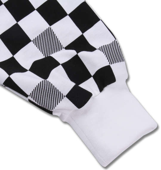 RIMASTER チェッカー総柄フルジップパーカー+半袖Tシャツ ホワイト×ブラック