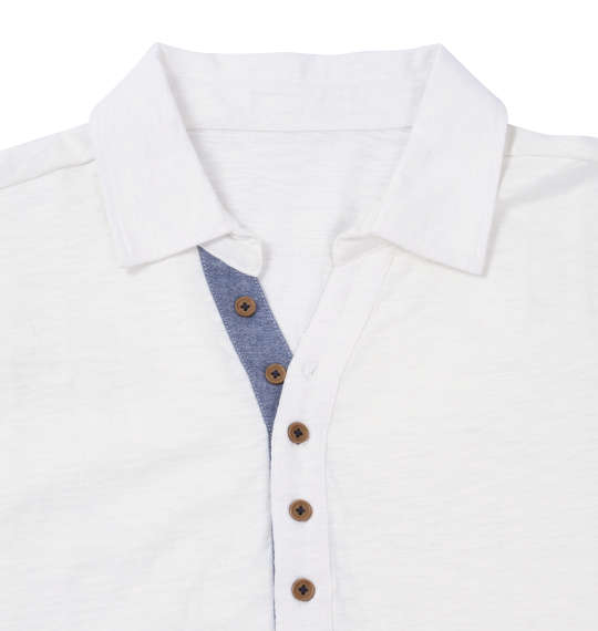 Timely Warning スラブ天竺パネルボーダー半袖ポロシャツ オフホワイト