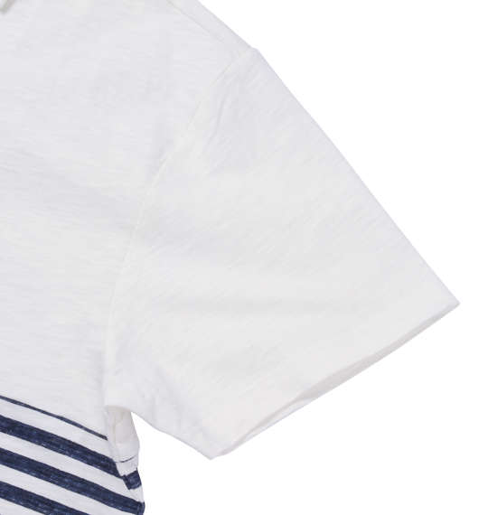 Timely Warning スラブ天竺パネルボーダー半袖ポロシャツ オフホワイト