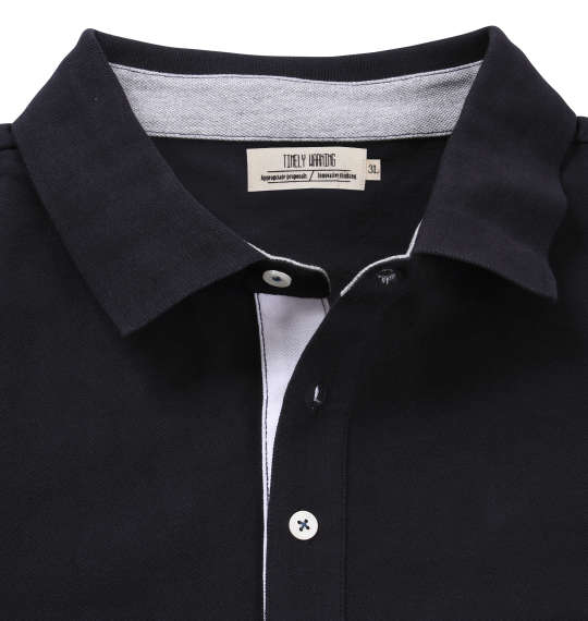 Timely Warning 鹿の子BOX切替半袖ポロシャツ ネイビー