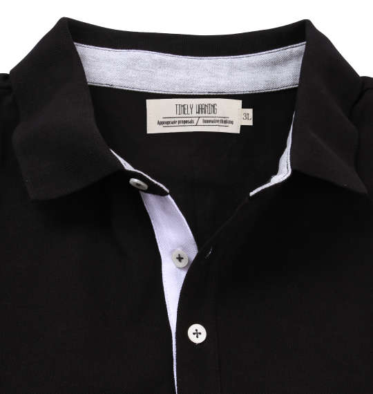 Timely Warning 鹿の子BOX切替半袖ポロシャツ ブラック