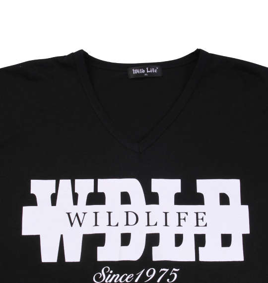WILD LIFE メッシュ総柄半袖パーカー+半袖VTシャツ ホワイト×ブラック