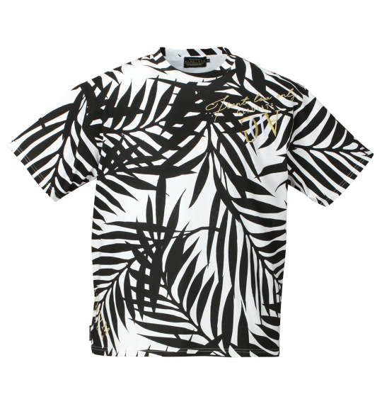 GLADIATE リーフ総柄半袖Tシャツ ホワイト