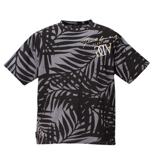 GLADIATE リーフ総柄半袖Tシャツ ブラック