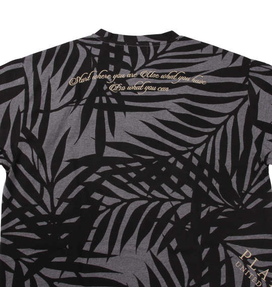 GLADIATE リーフ総柄半袖Tシャツ ブラック