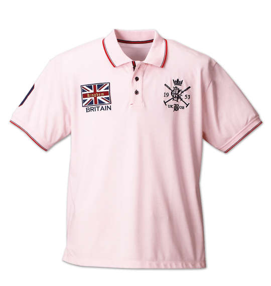 Beno 刺繍+ワッペン半袖ポロシャツ ライトピンク