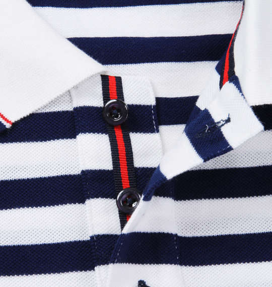 Beno 刺繍+ワッペン半袖ポロシャツ オフホワイト×ネイビー