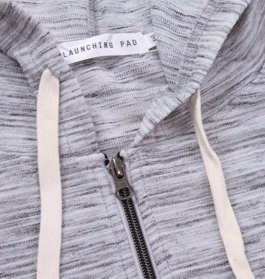 launching pad 甘編みタックボーダー半袖パーカー+半袖Tシャツ グレー杢×ホワイト