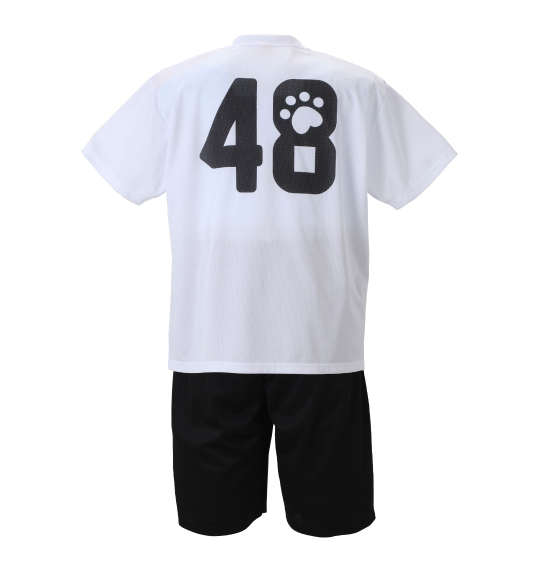 黒柴印和んこ堂 吸汗速乾ハニカムメッシュ半袖Tシャツ+ハーフパンツ ホワイト×ブラック