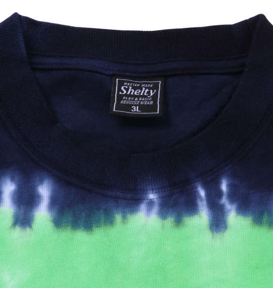 SHELTY タイダイボーダーポケット付半袖Tシャツ ネイビー×グリーン