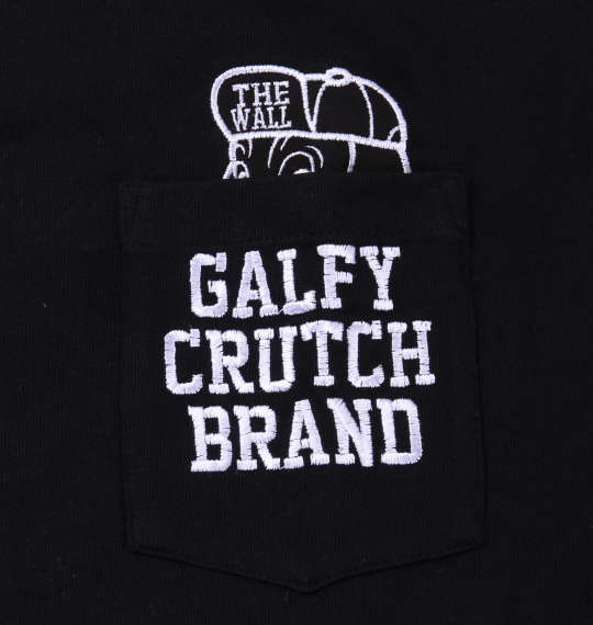 GALFY アップリケ刺繍半袖Tシャツ ブラック
