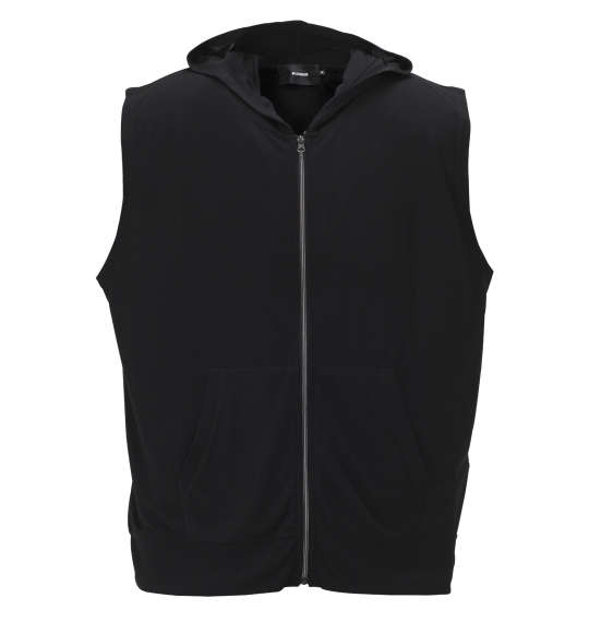 BEAUMERE ノースリーブパーカー+総柄裾ラウンド半袖Tシャツ ブラック×チャコール