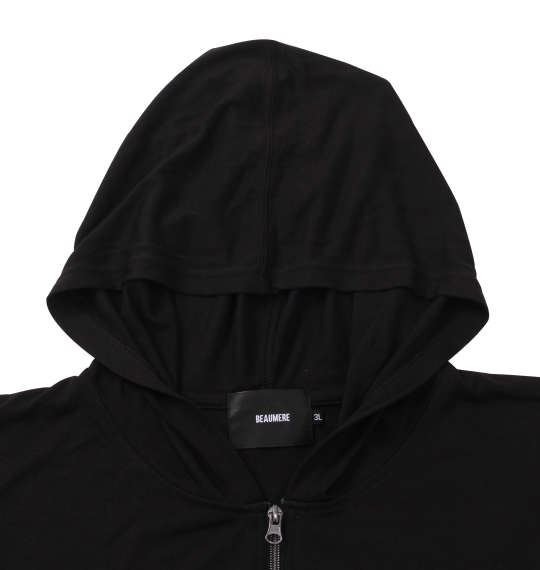 BEAUMERE ノースリーブパーカー+総柄裾ラウンド半袖Tシャツ ブラック×チャコール