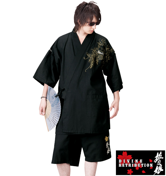 絡繰魂抜刀娘 甚平 ブラック