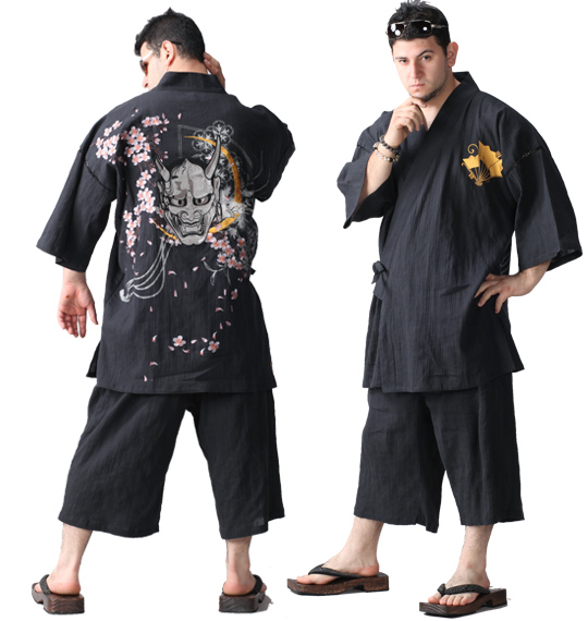 絡繰魂 般若桜甚平 ブラック