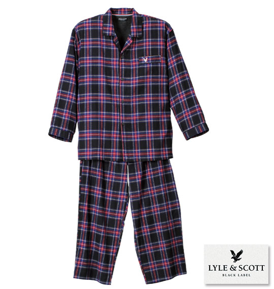 LYLE&SCOTT BLACK LABEL ツイル起毛チェック長袖パジャマ ブラック系