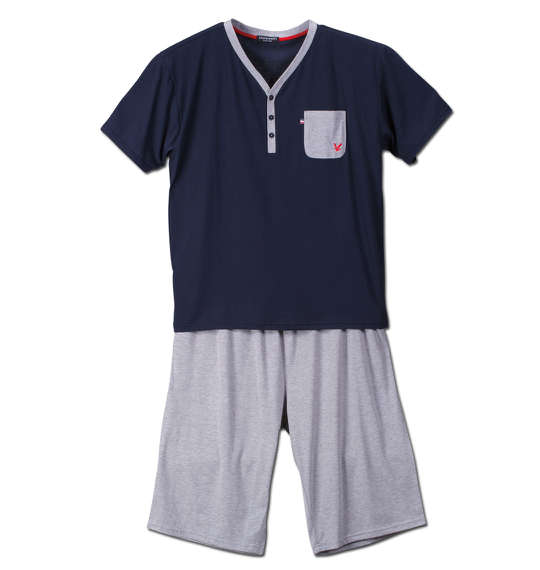 LYLE&SCOTT BLACK LABEL ヘンリー半袖Tシャツ+ハーフパンツ ネイビー×モクグレー