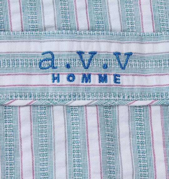 a.v.v HOMME パナマサッカーストライプ長袖パジャマ グリーン