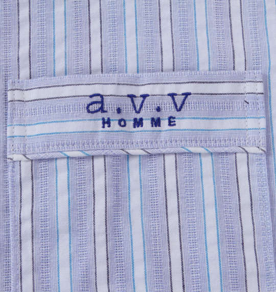a.v.v HOMME パナマサッカーストライプ長袖パジャマ ブルー