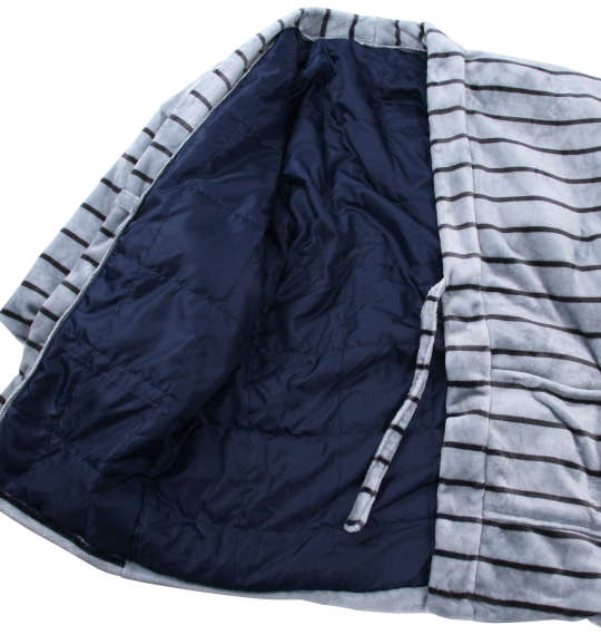 ふわもこPremium ボーダープリント半纏 グレー