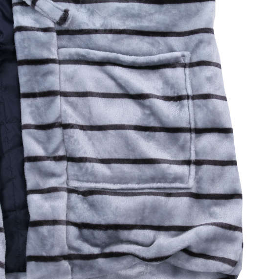 ふわもこPremium ボーダープリント半纏 グレー