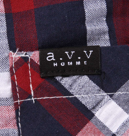 a.v.v HOMME DRYサッカーチェック長袖パジャマ レッド系
