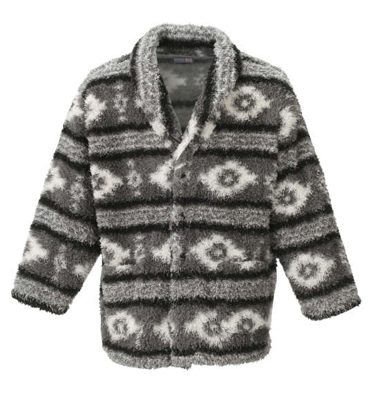 KANGOL EXTRA COMFORT ぼあもこペンドルトン調ショールカラージャケット チャコールグレー