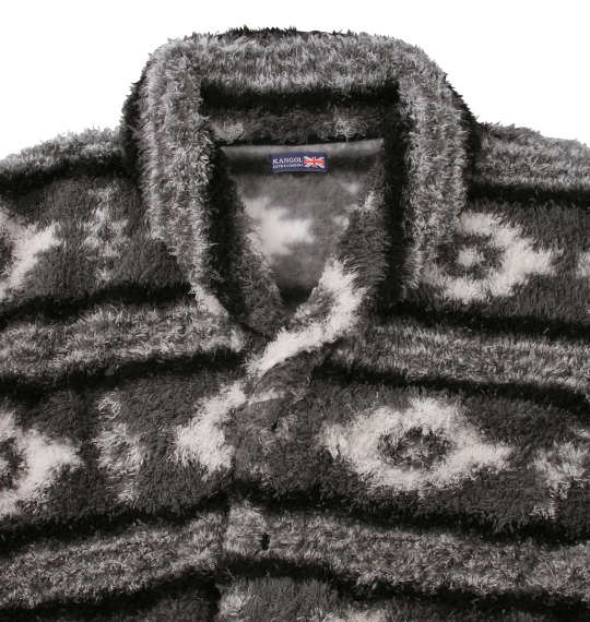 KANGOL EXTRA COMFORT ぼあもこペンドルトン調ショールカラージャケット チャコールグレー