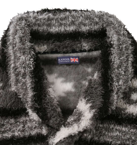 KANGOL EXTRA COMFORT ぼあもこペンドルトン調ショールカラージャケット チャコールグレー