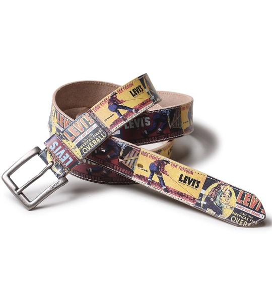 Levi's プリント柄ベルト イエロー系