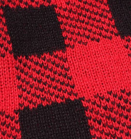  ブロックチェックビーニー レッド×ブラック