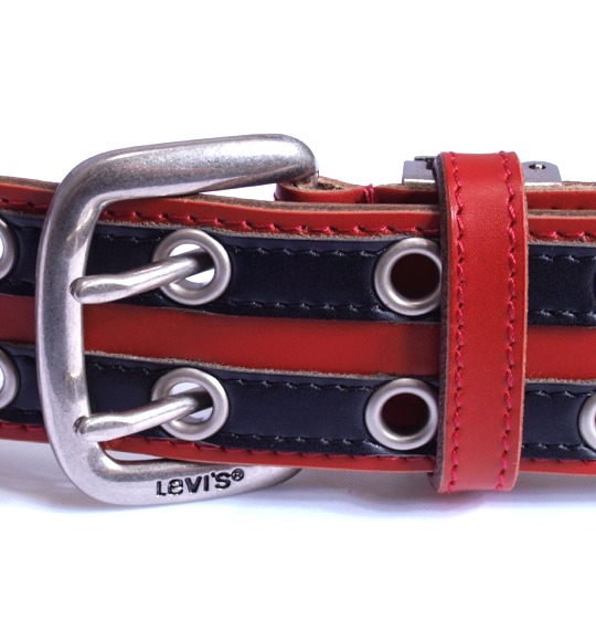 Levi's Wピンラインベルト レッド×ブラック