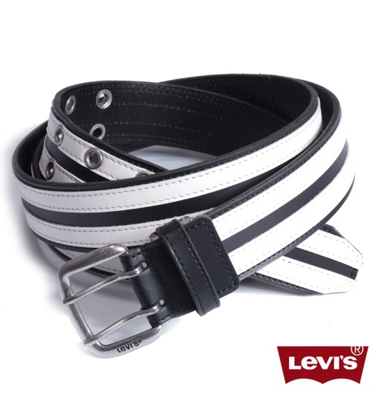 Levi's Wピンラインベルト ブラック×ホワイト