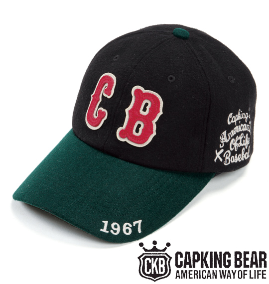 CAPKING BEAR メルトンキャップ ブラック×グリーン
