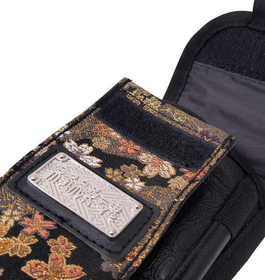 絡繰魂 家紋刺繍モバイルポーチ ブラック