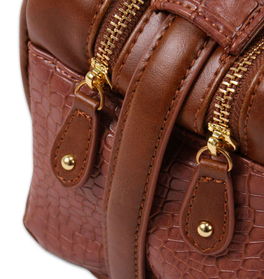 絡繰魂 ワニ柄切替セカンドバッグ ブラウン