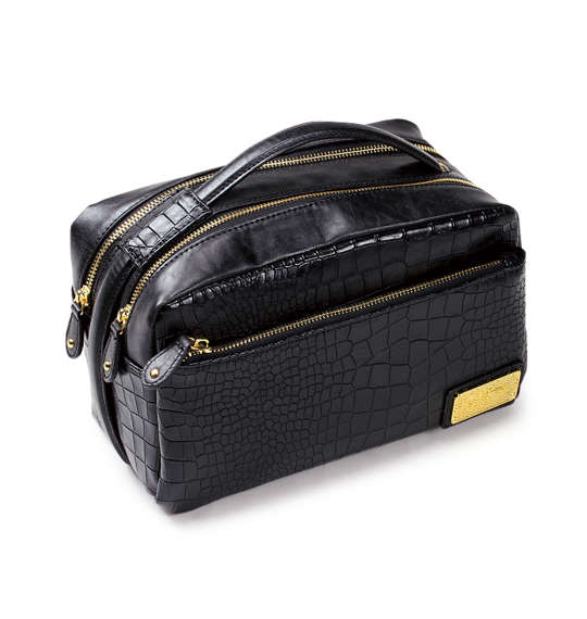 絡繰魂 ワニ柄切替セカンドバッグ ブラック