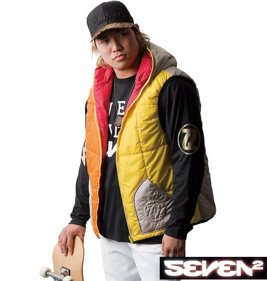 SEVEN2 中綿パーカーベスト ベージュ系