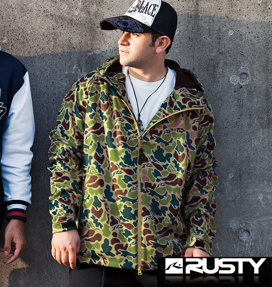 RUSTY フリースジャケット カーキ系(迷彩柄)