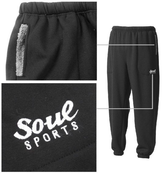 SOUL SPORTS 裏ボアスウェットパンツ ブラック