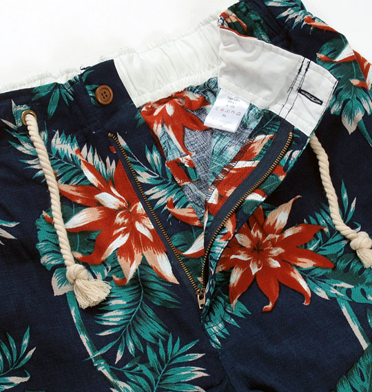 BROOKLYN INDUSTRIES プリントイージーハーフパンツ ダークネイビー系