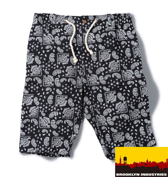 BROOKLYN INDUSTRIES プリントイージーハーフパンツ ブラック系