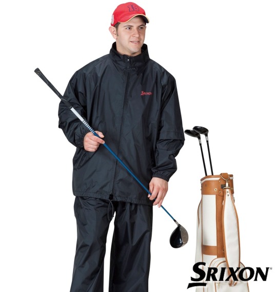 SRIXON フード付レインスーツ ブラック