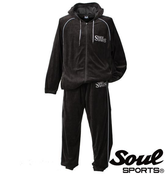 SOUL SPORTS パーカーベロアセット ブラック