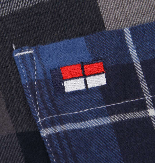 H by FIGER クレイジーチェック長袖B.Dネルシャツ ブルー系